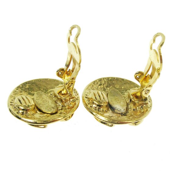 CHANEL CC Logos Button Motif Earrings Gold-Tone - Picture 2 of 4